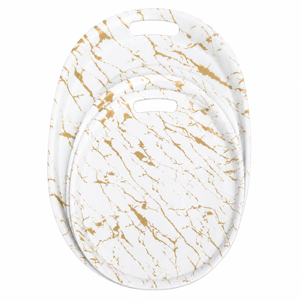 2 PCS MARBLE DESIGN SERVING TRAY SET