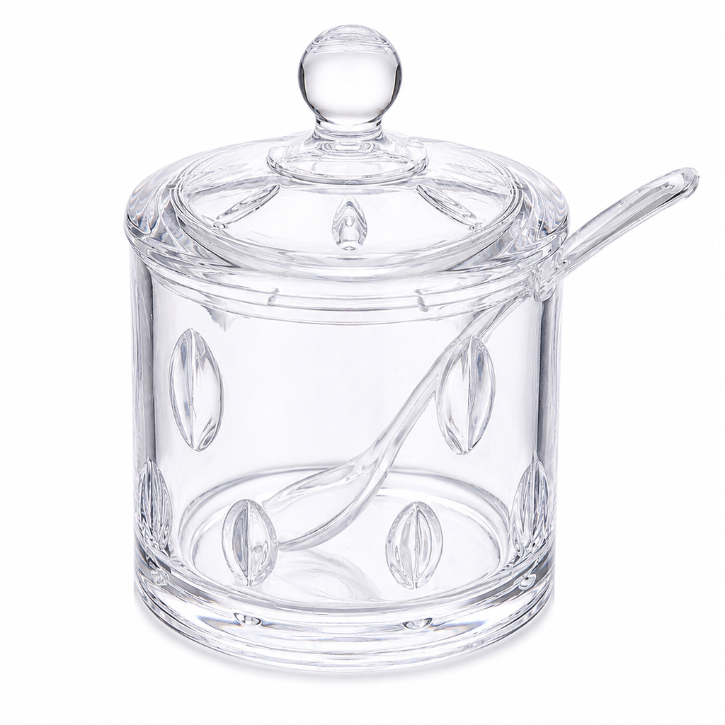 CLEAR ACRYLIC SUGAR JAR WITH SPOON