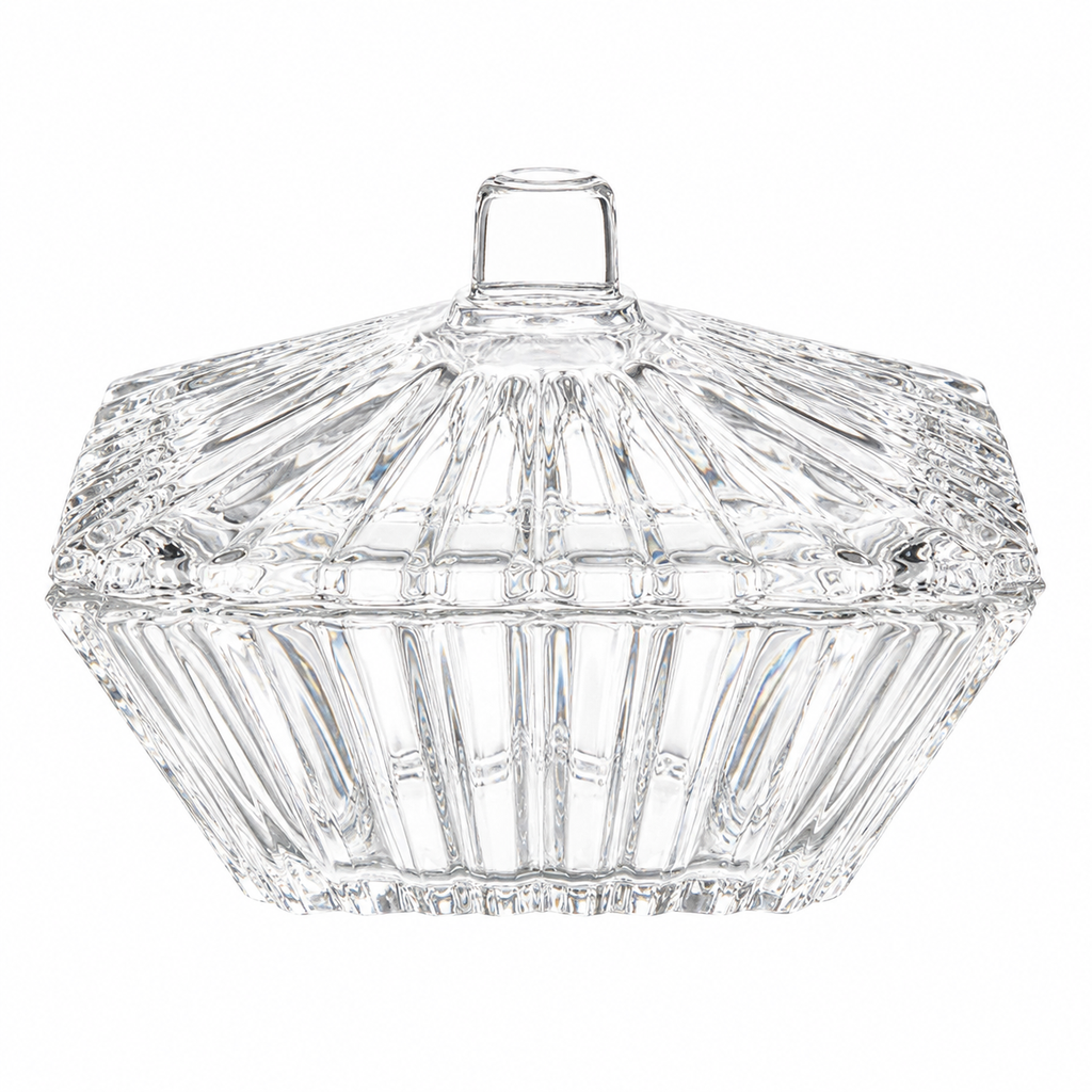 CRYSTAL GLASS CANDY JAR WITH LID