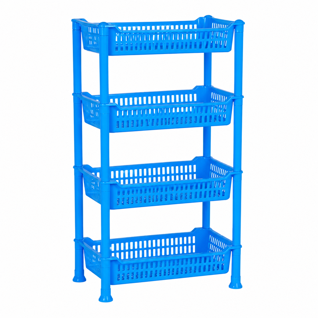 4 TIER PLASTIC STORAGE RACK