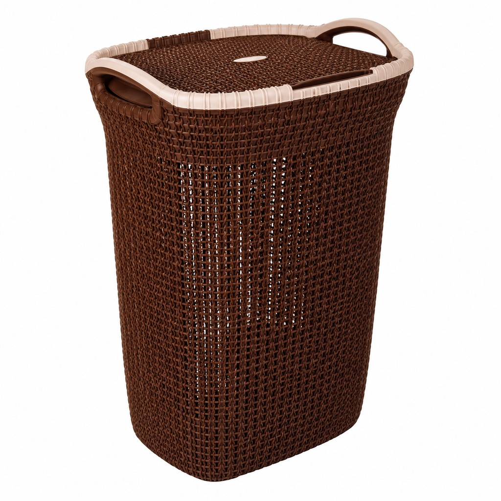 RATTAN STYLE LAUNDRY BASKET WITH LID