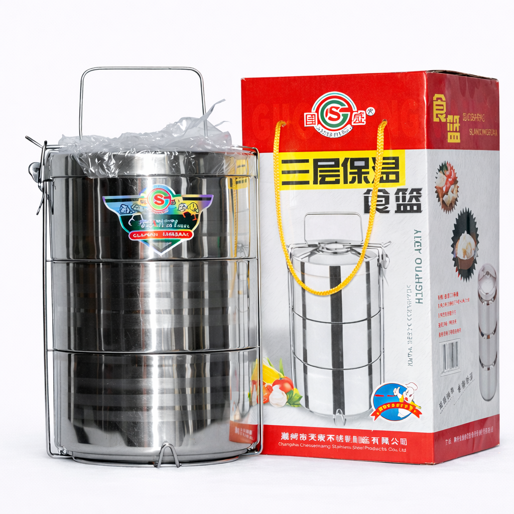 STAINLESS STEEL 3-TIER LUNCH BOX CARRIER