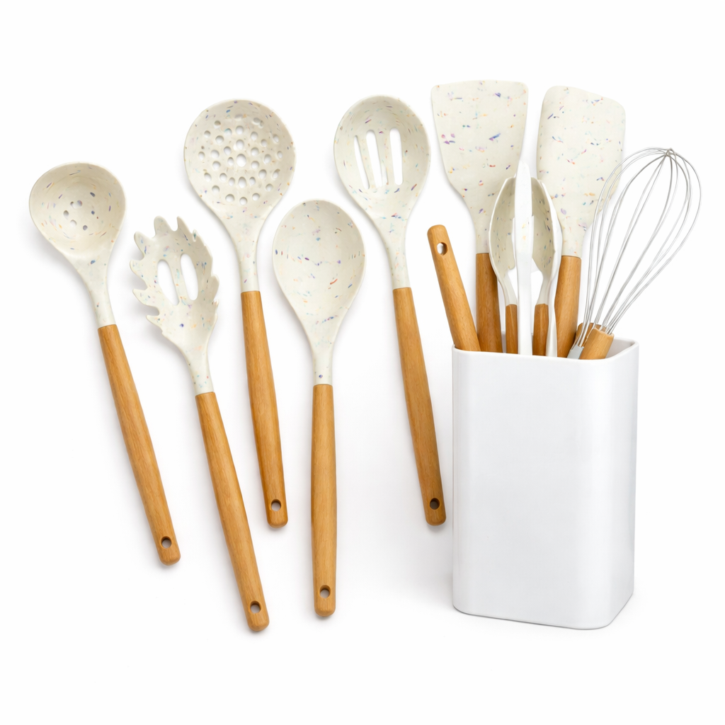 SILICONE KITCHEN UTENSIL SET WITH HOLDER