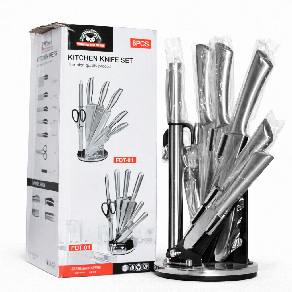 STAINLESS STEEL KITCHEN KNIFE SET WITH STAND