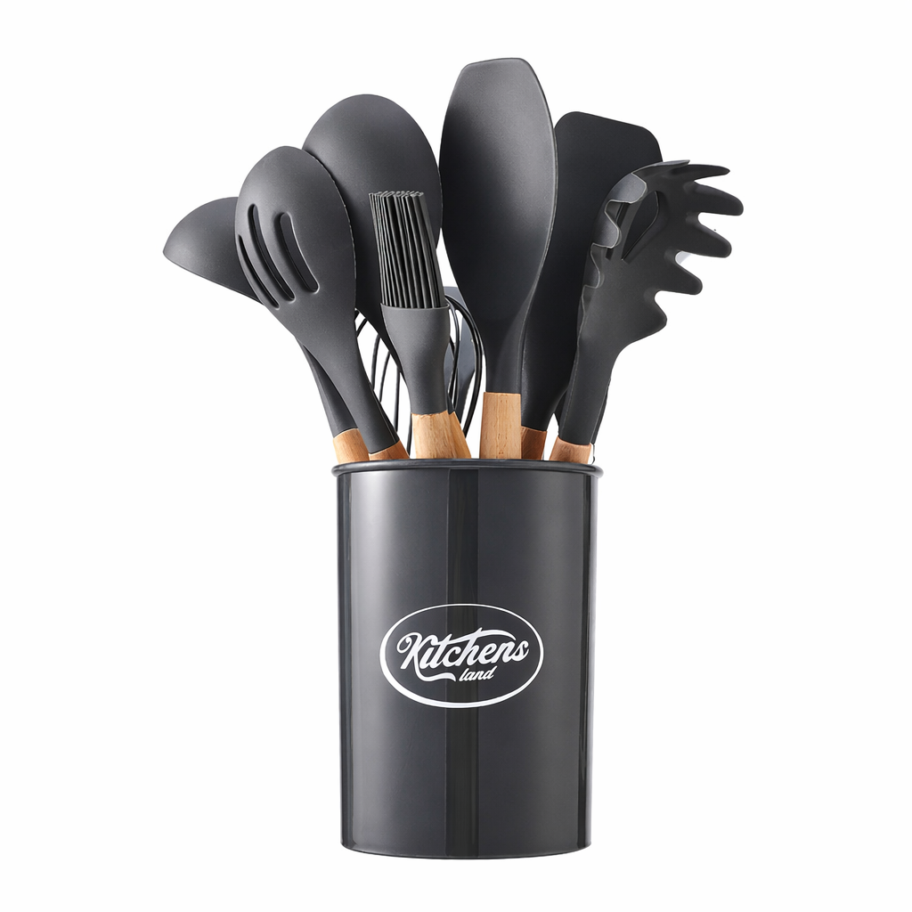 SILICONE KITCHEN UTENSIL SET WITH HOLDER