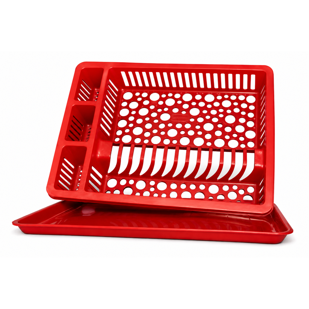 PLASTIC DISH DRAINER WITH DRAIN TRAY