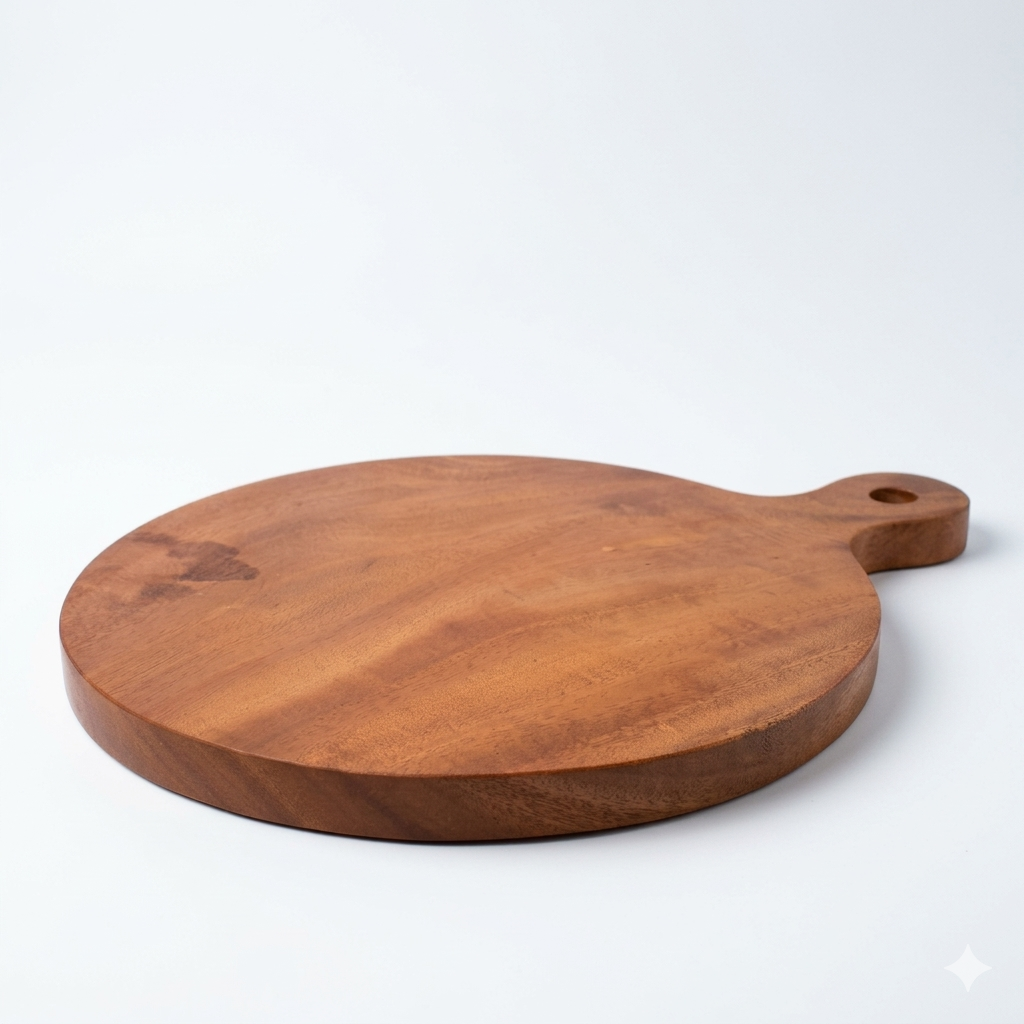 ROUND WOODEN SERVING & CHOPPING BOARD