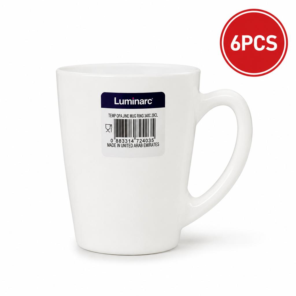 LUMINARC WHITE CERAMIC MUG SET 6PCS