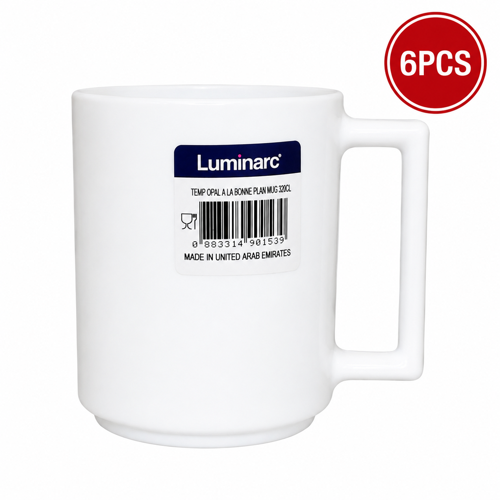 LUMINARC WHITE OPAL MUG SET 6PCS