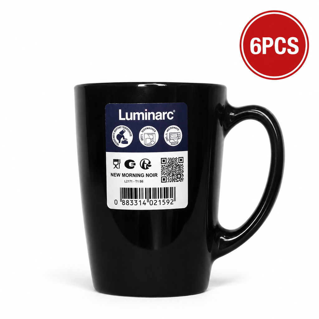 LUMINARC BLACK CERAMIC MUG SET 6PCS