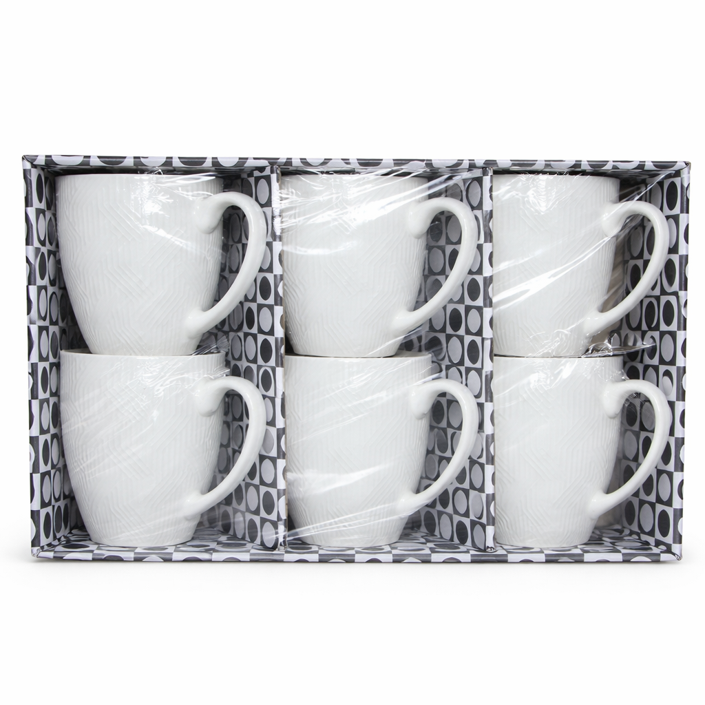 WHITE CERAMIC MUG SET 6PCS