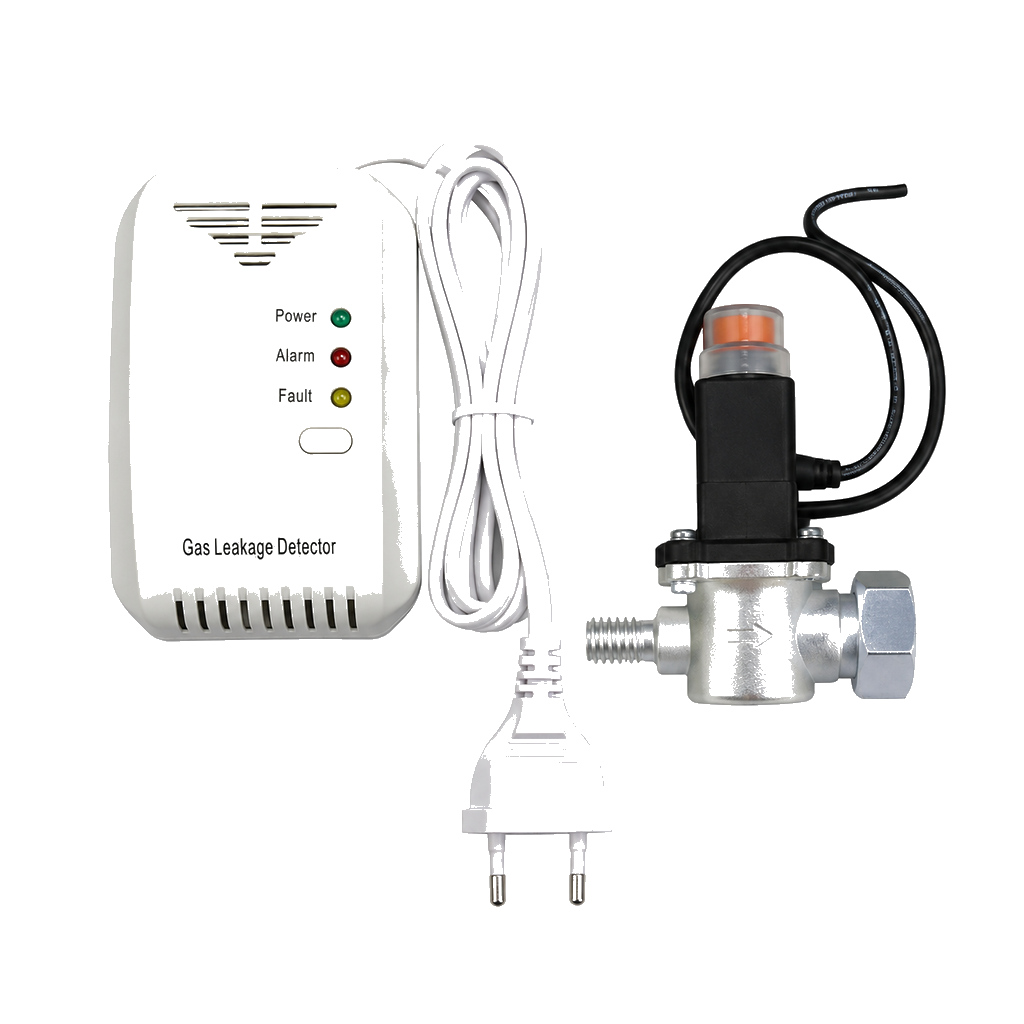 GAS LEAKAGE DETECTOR WITH AUTOMATIC SHUTOFF VALVE