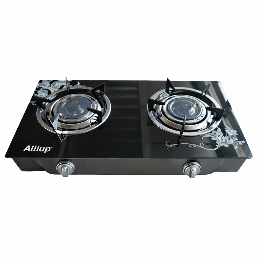 ALLIUP DOUBLE BURNER GLASS TOP GAS STOVE