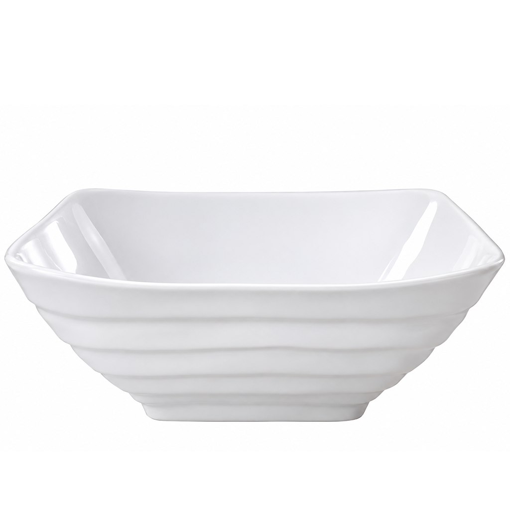 WHITE MELAMINE SQUARE SERVING BOWL