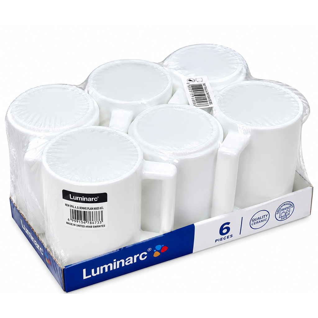 LUMINARC WHITE OPAL MUG SET 6PCS