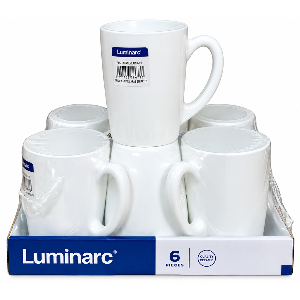 LUMINARC 6PCS WHITE CERAMIC MUG SET